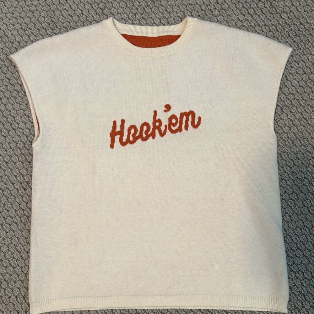 Texas Hook 'Em Cream Knit Sleeveless Sweater Vest